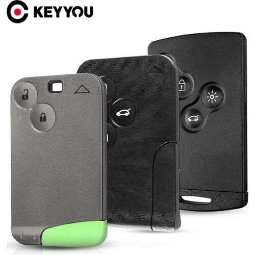 KEYYOU Remote Smart Card Key Case For Renault Laguna Clio Koleos Key Shell Smart Card 2/3/4 Button WIth Insert Small Key Blade