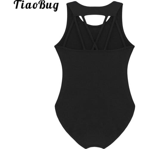 Girls Sleeveless Ballet Gymnastics Leotards Kids Athletic Crisscross Back Dancewear Unitards