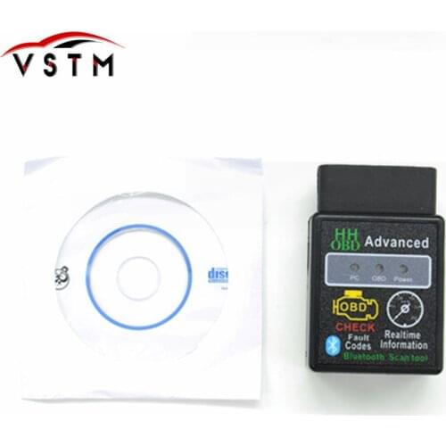 V2.1 HHOBD Diagnosis Scanner OBD2 HH OBD ELM327 Works Android Torque Bluetooth ELM327 HH OBD Interface ELM 327 Free Shipping