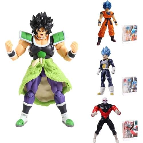 15-20cm Dragon Ball Action Figure SHF Goku Broly Vegeta Gillian Hercule Movable Head Changing Model Collect Toy