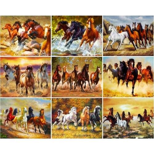 FIYO 5D DIY Diamond Painting Horse Full Drill Square/Round Diamond Embroidery Horse Cross Stitch Mosaic Animal Home Decor Gift