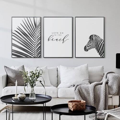 Minimalism Black Zebra and Sailing Boat Canvas Painting Wall Art Nordic Posters and Prints Wall Pictures for Living Room Decor