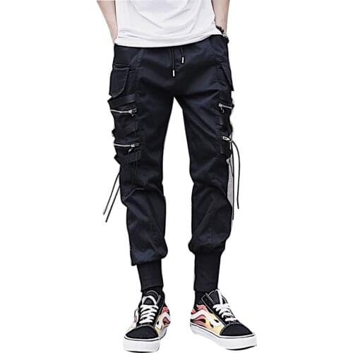 Men Fashion Casual Harem Pant High Street Hip Hop Male Big Pocket Slim Fit Cargo Trousers Biker Pant Jogger Sweatpants
