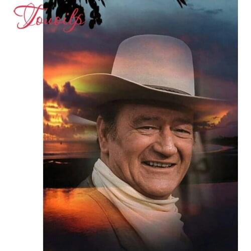 TOUOILP diy 5d Sunset Western Cowboy John Wayne Diamond painting kit Cross Stitch full square&round John Wayne Diamond Embroidery mosaic painting Home Decorative stickers