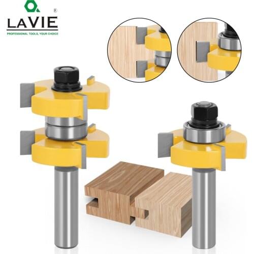 2pcs 12mm 1/2 Inch Shank Tongue & Groove Router Bits Set Stock 1-1/2 Tenon Milling Cutter for Wood Woodworking Tools Bit 03074