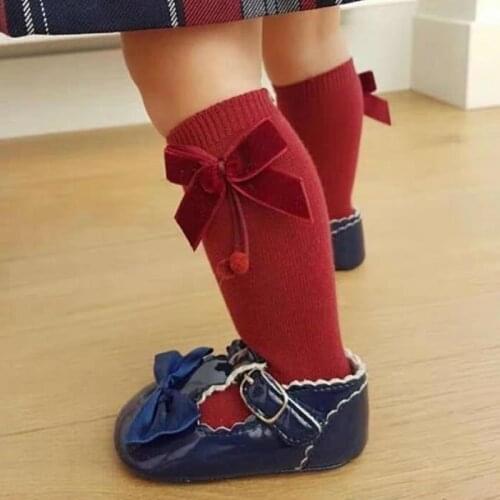 Baby Girls Socks Knee High Socks With Bows Cute Baby Sock Cotton Long Tube Children Princess Socks 2021