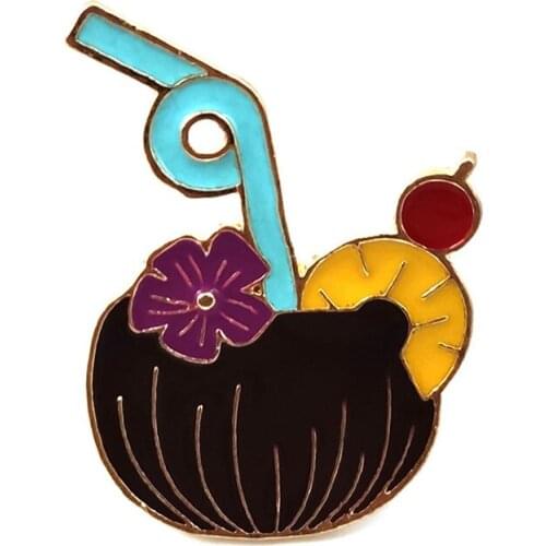 New Fashion Fruit Juice Pins Straw Beverage Brooch значки Shirt Bag Lapel Badge Enamel Pin for Gift