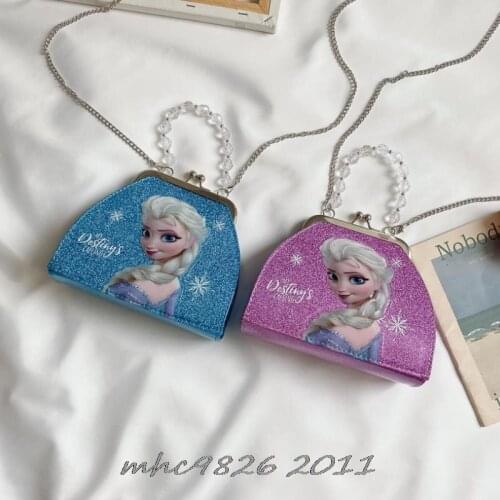 Disney Princess Frozen Elsa New Fashion Cute Kids Girls Beads Shoulder Bag Crossbody Sling PU Leather Wallet Handbags