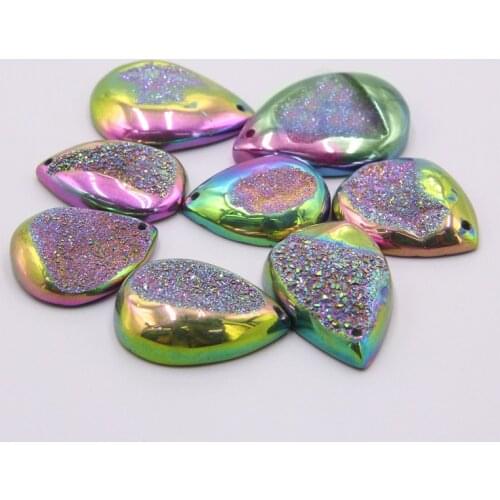 Natural Rainbow agates druzy geode pendant handmade Water Drop Agates Druzy stone pendant jewelry for women handmade necklace