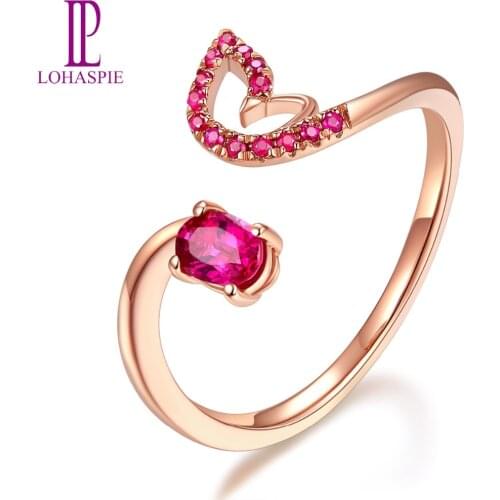 LP Customized 9K 10K 14K 18K Rose GoldPeacock Engagement Rings Natural Gemstone Ruby Fine Jewelry For Women Online Best Buy Gift