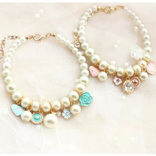 Free Shipping Adjustable Luxurious Multi Color Pearl Dog Necklace Pet Accessories Cat Jewelry Party Yorkie Poodle Maltese Hot