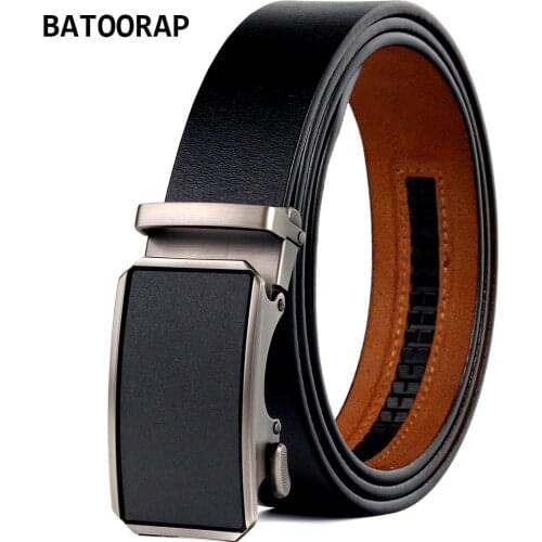 BATOORAP Luxury Brand Leather Belt For Men Black Metal Buckle Automatic Trouser Belt Strap For Fashion Jeans High Quality FGHY15