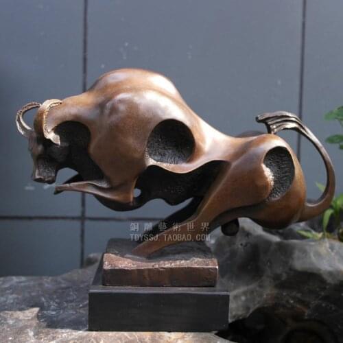 Old antique Bronze Arts & Crafts Copper sculpture abstract crafts cow home decoration business gift collections of decoration