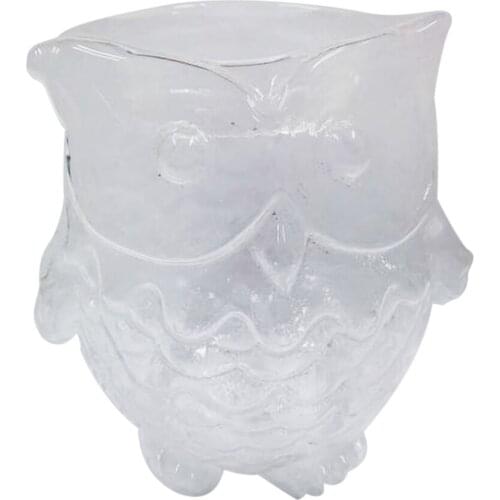 Glass Candle Holder Case Owl Design Wedding Birthday Pillar Candlestick, Candle Holder 9cm Dia