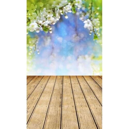 Thin Vinyl Photography Background Computer Printed Children Backdrops Wood floor and Flower Backdrop for Photo Studio F-1020