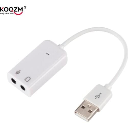 Laptop PC Mac With Cable 3D USB 2.0 Virtual 7.1 Channel External USB Audio Sound Card Adapter Sound Cards White