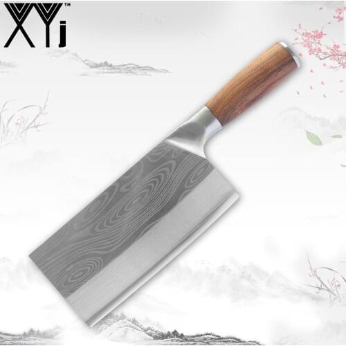 XYj 7 Inch Stainless Steel Kitchen Chef-Tool Professional Meat Cleaver Chinese Household Multi-Function Cutlery Anti-Rust Tool