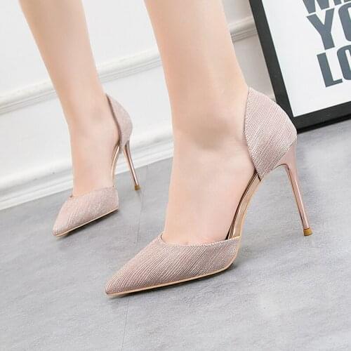 Wedding Shoes Women Slip On High Heels Ladies Glitter Gold Heels Woman Pumps 2019 New In Heels Shine Party Heels 39