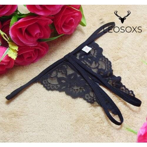 LEOSOXS sexy lace thong women panties 2020 hot erotic open crotch crotchless brief underwear g-string thong bows female t pants