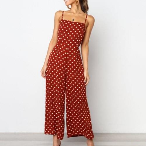 Ladies Jumpsuit 2021 Summer Casual Capris Sling High Waist Sweet Women Polka Dot Print Romper for Vacation