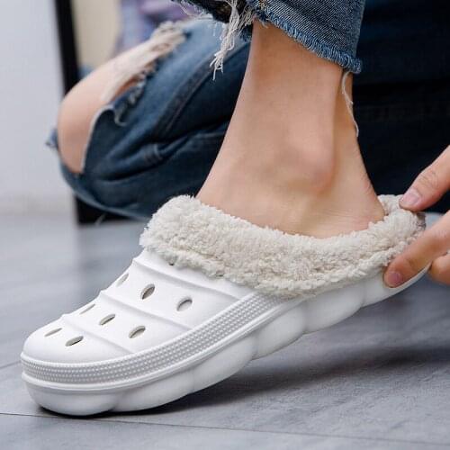 Men And Women Winter Fur Slippers Plush Flat Heel Warm Home Shoes For Outdoor Thick Bottom Plush Indoor Couple Slippers