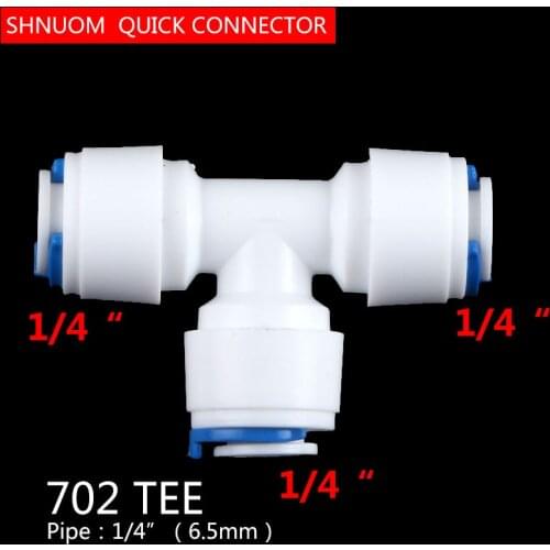 1/4" tube 3 way Union Tee Quick Connect Push Fit RO system Water Filter Connector 702 diameter 6.5MM Fittings T tipy fast joint