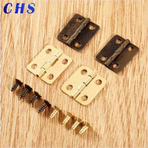 10Pcs Cabinet Hinges Antique Bronze/Gold 16x18mm Furniture Accessories Jewelry Boxes Small Hinge Furniture Fittings