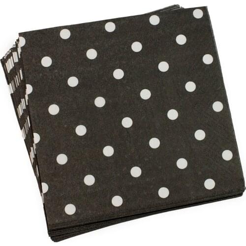 Birthday party decorations adult 100pcs free shipping 33cm*33cm balck polka dot paper napkins for party