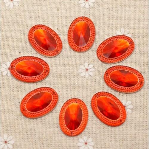 18*25mm 50pcs/lot red Oval Acrylic Flatback Sew On Rhinestone With 2 Holes Silver Base Sewing On Stone DIY Garments Clothes