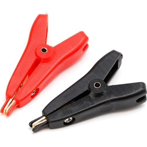 2Pcs/Set Copper Plated Gold Two-level test clip Four-Clamp LCR Kelvin Black+Red