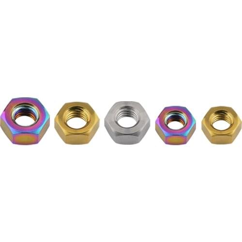 4/8/12pcs Titanium Nuts M5 M6 M8 Hex Nut for Bicycle Motorcycle Car Ti Fastener 3 Color
