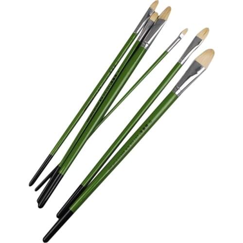 6PCS/Set Oil Painting Pen Brush Bristle Suit Watercolor Gouache Brush Set Duck Tongue Oil Brush Art Drawing Brushes Supplies