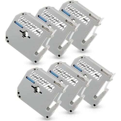 6PK Label Tape For Brother MK 131 Label Tape M Tape mk131 Tape 12mm Black on Clear mk-131 For Brother P-touch Label Maker