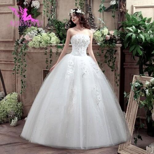 AIJINGYU 2021 floor length free shipping new hot selling cheap ball gown lace up back formal bride dresses wedding dress WK322