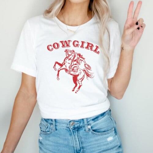Cowgirl Rodeo 70s Retro T Shirt Vintage Aesthetic Western Style Women Tshirts Cotton Short Sleeve Graphic Tees Summer Cute Tops