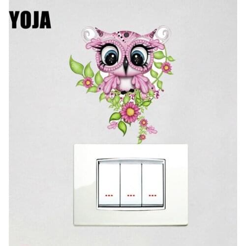 YOJA Coolest Mysterious Flowers Owl Decor Switch Sticker Wall Room Bedroom Colored Decals 10SS0020