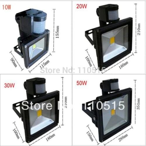Fedex 10W 20W 30W 50W motion sensors PIR Black FloodLight Induction Sense project light lamp Foco 85-265V CE&ROHS