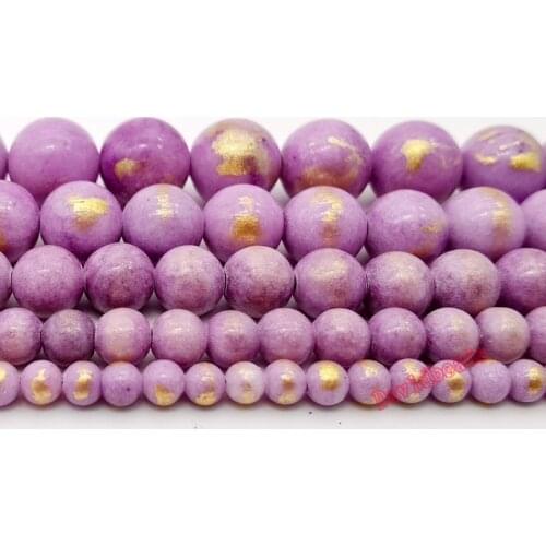Natural Golden Rainbow Jades Round Loose Stone Beads 4 6 8 10 12mm DIY Gold Purple Color Stone Beads For Jewelry Making 15