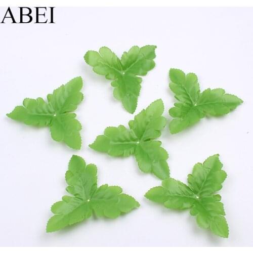 50pcs/lot Artificial Silk Leaves For Garden Flower Arrangemet Fake Green Leaf for Wedding Home Scrapbook Decoration
