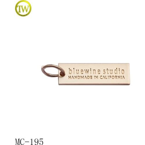 MC195 Custom misty gold metal tag garment letter logo tags for bags/shoes/jewelry wholesale