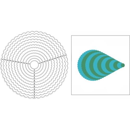 2021 New Nesting Scalloped Circle Frame Metal Cutting Dies for Scrapbooking Decor and Card Making Paper Craft Embossing No Stamp