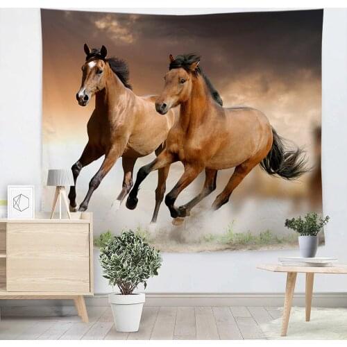 Animal Horses Tapestry Wall Hanging Animal Twin Hippie Tapestry Blue Boho Hippy Bohemian Dorm Decor Multiple sizes Bedspread