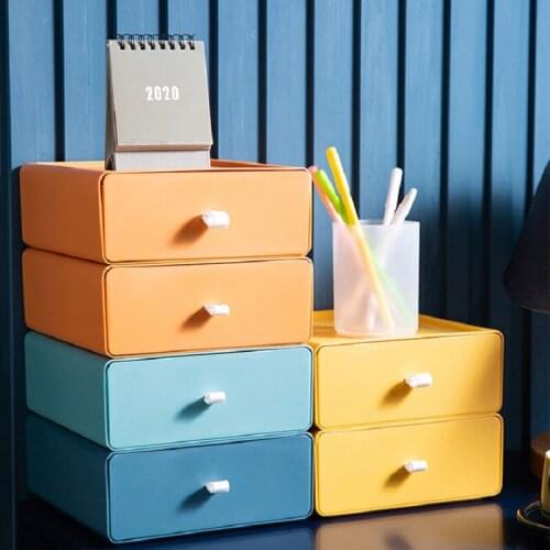 Drawer Type Desktop Storage Box Cosmetics Desk Student Dormitory Stationery Finishing Box Desk Shelf Artifact