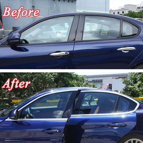 Stainless Car Door Side Window Glass Belt Line Molding Trim Frame Decal Fit for Alfa Romeo Giulia 2017 Car Styling Accessories