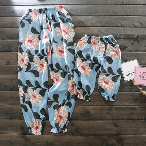 2019 new parent-child wear Girl breathable cool parent pants Girl ultra-thin cool insect-proof pants Girl air conditioning pants