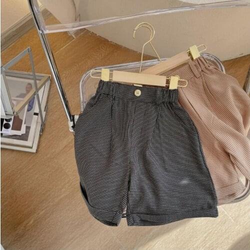 2021 new style girls boys plaid shorts summer cotton fashion kids shorts