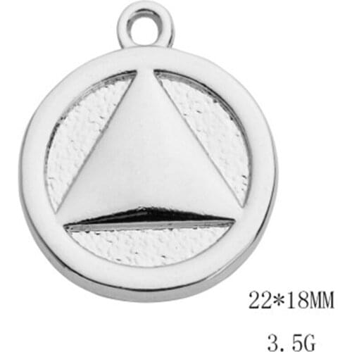 NEW 2021 Silver Plated 22*18 mm alcoholics anonymous Triangle charms With round shape For Jewelry Making