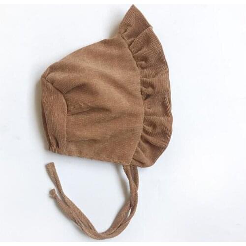 Solid Princess Caps Fashion Newborn Infant Fashion Corduroy Hat Cute Baby Girls Ruffle Bonnet Autumn Winter Kids Caps New