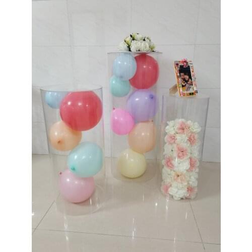Birthday Baby Shower Table DIY Props Cylinder Holder Wedding Acrylic Plinth Flowers Balloons Cake Crafts Display Pillar Stand