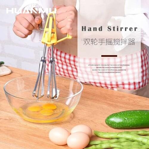 Semi-automatic Hand Crank Whisk Egg Beater 304 Stainless Steel Manual Egg Tools Kitchen Tool Hand Mixer Self Turning Egg Stirrer